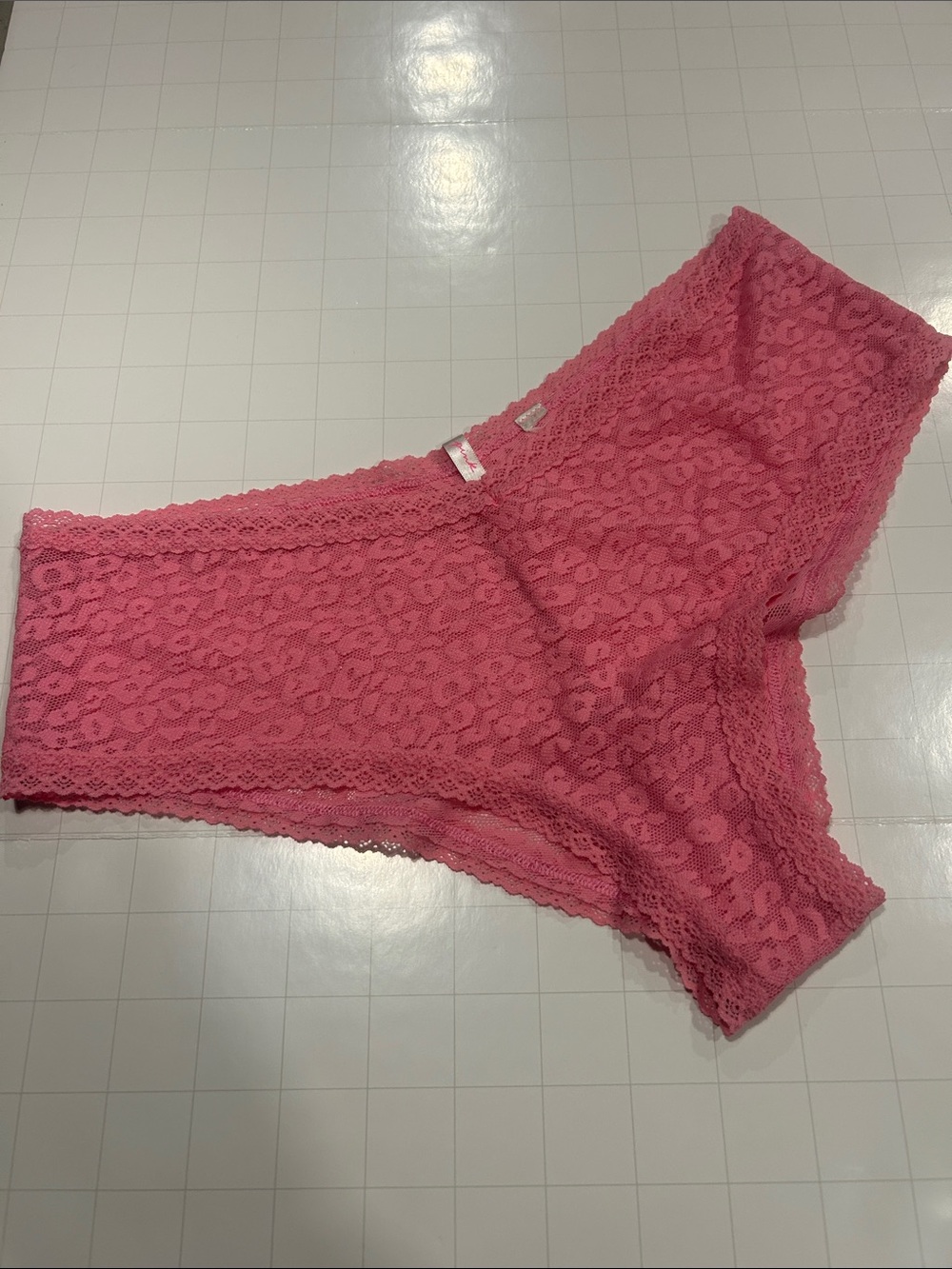 PINK Victoria's Secret Hot Pink Lace Bikini Briefs S
